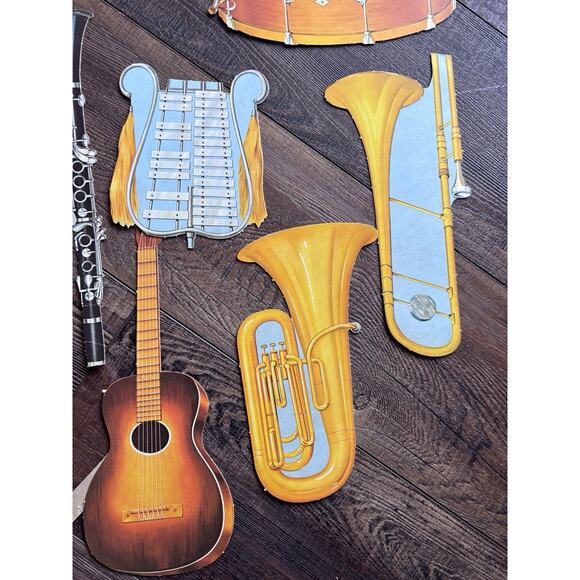 Vintage Musical Instruments Die-cut Cutouts Band Music Cardstock Classroom - Picture 2 of 10